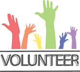 Volunteer — colorful raised hands