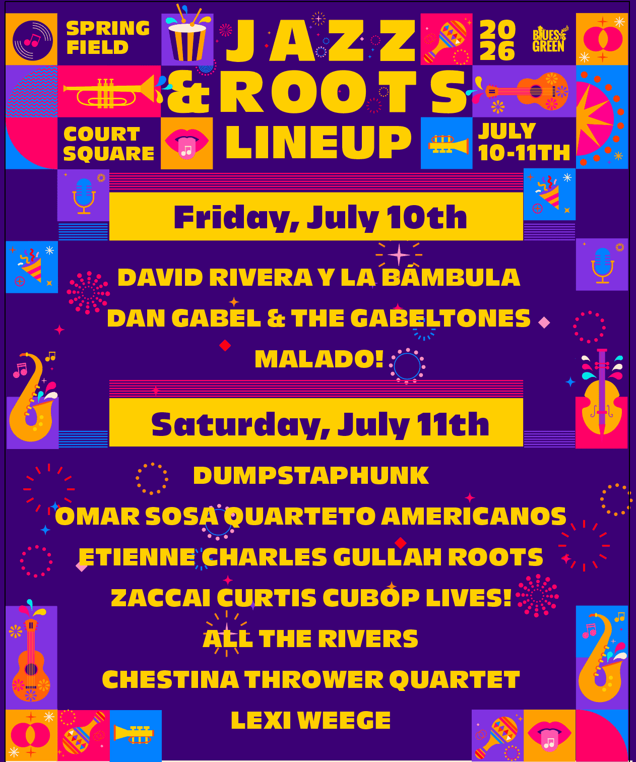 2026 Springfield Jazz & Roots Festival lineup graphic