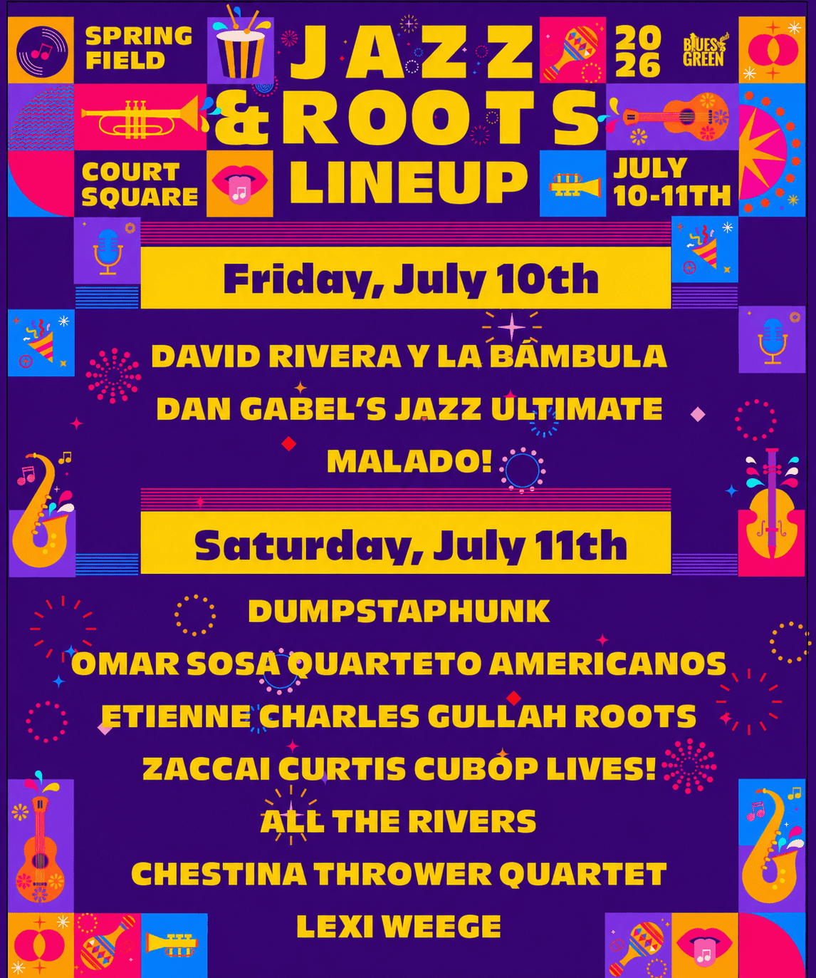 2026 Springfield Jazz & Roots Festival lineup graphic